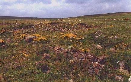 Gros plan sur un reste de mur, dans l'état du site en 2000